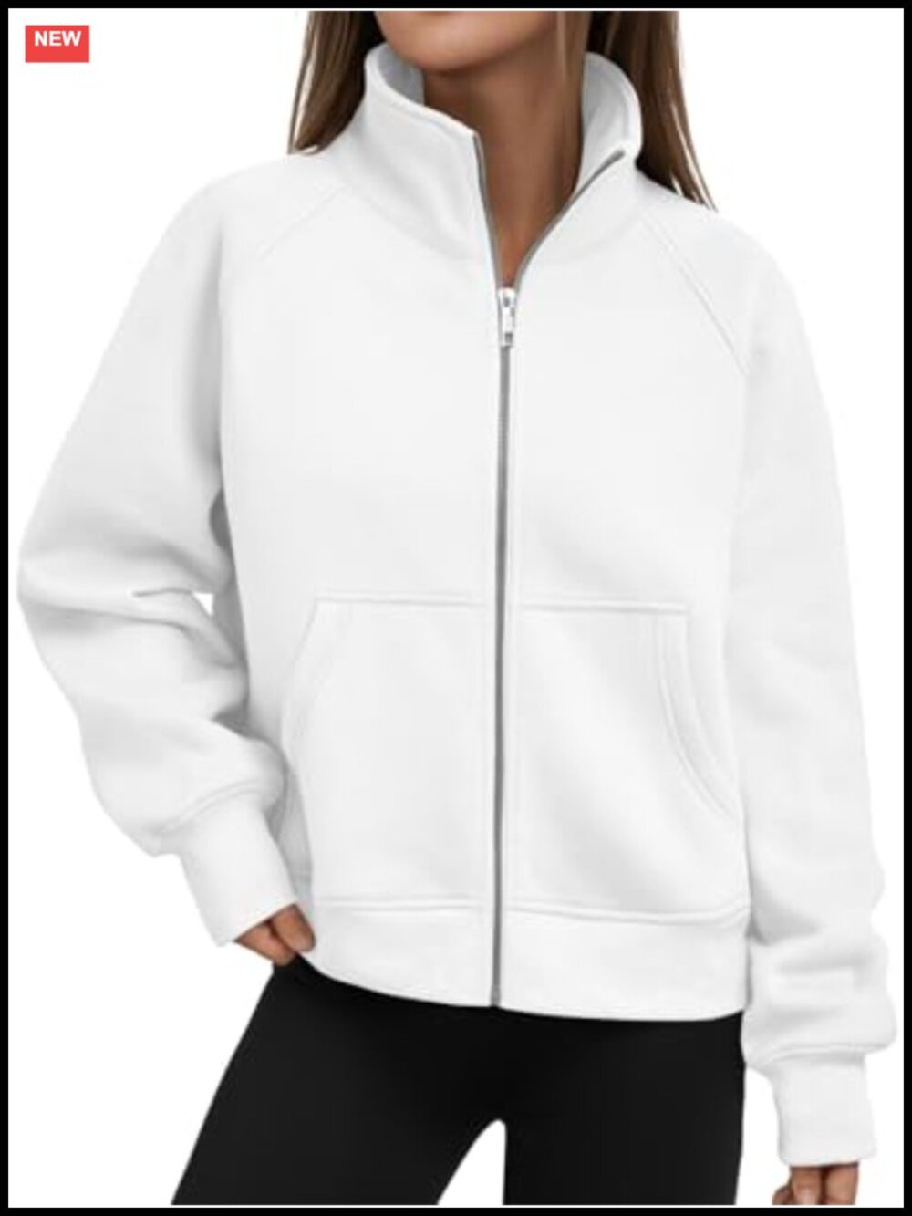 Womens Zip Up Cropped Hoodie Mock Neck Fleece Sweatshirt Y2K